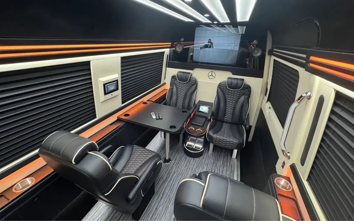 Luxury executive Sprinter interior with captain seats